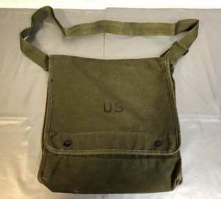1991 Us Military Canvas Case Map And Photograph Shoulder Bag W/strap Od - 7