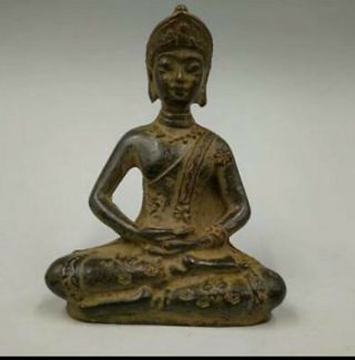 Chinese Tibet Buddhism Hand Carved Retro Pure Copper Buddha Small Statue