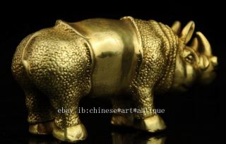 China old antique hand made brass rhinoceros statue d01 3
