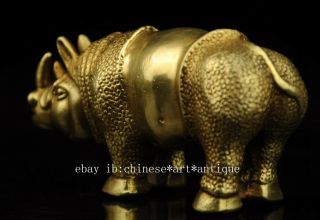 China old antique hand made brass rhinoceros statue d01 5