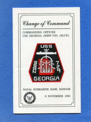 Submarine Uss Georgia Ssbn 729 Change Of Command (blue) Navy Ceremony Program 2