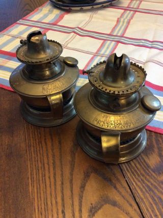 2 Antique Perkins & House Safety Lamp Non - Exsploive Lamp Co.  Oil Lamps