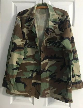 Bdu Shirt Mens Medium Regular Woodland Camo Vintage 90’s