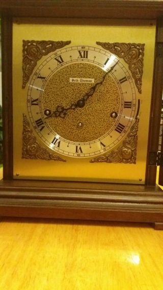 Vintage 1970s Seth Thomas Mantle Clock 8 Day Wind Key Chime Legacy 3w