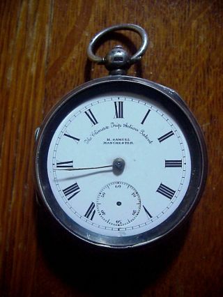 H.  Samuel Manchester Antique Fusee Sterling Pocket Watch With Climax Trip Action
