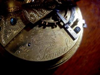 H.  SAMUEL Manchester ANTIQUE FUSEE Sterling POCKET WATCH with Climax Trip Action 8