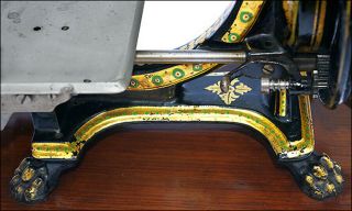 antique cast - iron hand - crank sewing machine 5