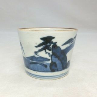 H776: Japanese Really Old Ko - Imari Blue - And - White Porcelain Cup Soba - Choko 1