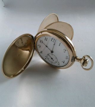 Antique Swiss 12s 11j Slimline Pocket Watch W/gold Filled Case Running