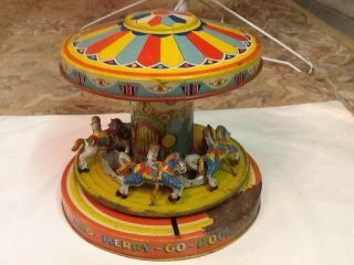 Vintage 1950s Chein Playland Merry Go Round Carousel Tin Litho Toy Parts Only