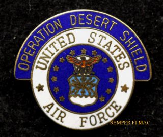 Operation Desert Shield 1990 Lapel Hat Pin Up Us Air Force Gulf War Wow