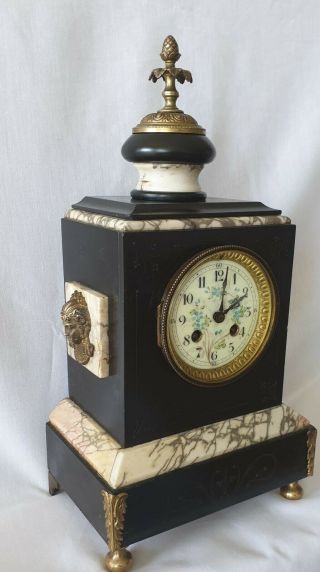 Antique Clock Horlogerie De Paris H B Verifie F.  Marti 19c Marble