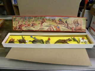 Vintage Made In England Lead Cowboys Wild West Set With Box Cs