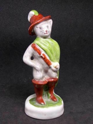 Antique Cat Puss In Boots Fairy Tale Character Russian Porcelain Figurine Statue