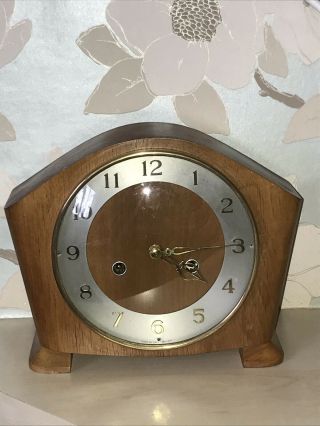 8 Day Smiths Vintage Light Oak Mantel Clock