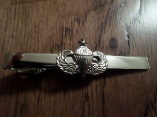 U.  S MILITARY ARMY SENIOR JUMP WINGS TIE BAR TIE TAC CLIP ON STYLE U.  S.  A MADE 5