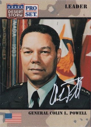 Gen Colin Powell Signed 1991 Desert Storm Trading Card Military