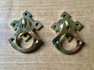 Pair Arts And Crafts Antique Drawer Handle Pulls Aesthetic Vintage Solid Brass