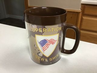 Operation Desert Shield Thermo - Serv Insulated Plastic Coffee Mug Cup Military