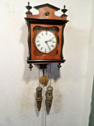 Early 1875 German Wag On The Wall Clock - - Wooden Plates - 