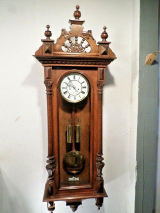 53 " Kiezle Large 2 Weight Striking Regulator Clock - - Has 1895 Signed Movement