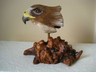 Wood Carved Eagle Head Artist Signed & Dated Wfb 