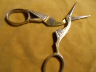 Vintage Rare German Solingen Stork Bird Figural Sewing Scissors 4
