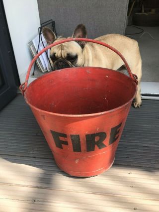 Antique Vintage Fire Bucket Planter Pot