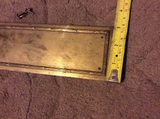 Large Old Solid brass door Finger Plate Push / Shop / Bar / Pub / house 11” X 3” 6