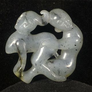Chinese Old Natural Jade Hand - Carved Man And Woman Statue Pendant Cx030