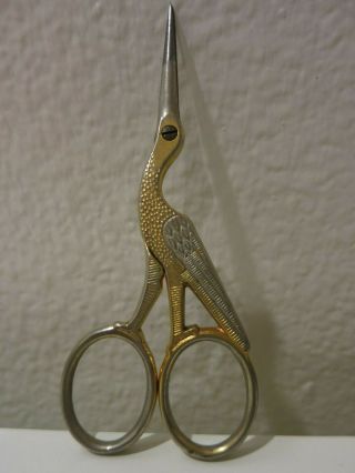 Antique Vintage German Solingen Stork Bird Sewing Scissors
