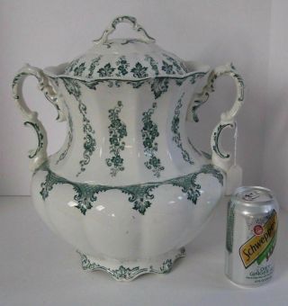 Vintage Floral Chamber Pot " John Maddock Royal Vitreous " Double Handle W/cover