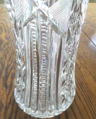 ANTIQUE AMERICAN BRILLIANT CUT CRYSTAL PITCHER BEVELED APPLIED HANDLE 8