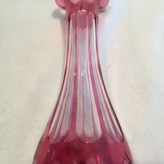 Vintage or Antique Cranberry Red Cut to Clear Crystal Glass Decanter Baccarat 4