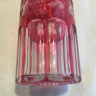 Vintage or Antique Cranberry Red Cut to Clear Crystal Glass Decanter Baccarat 6