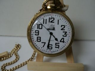 Colibri Open Face Pocket Watch With Train Theme On Front And Back/chain