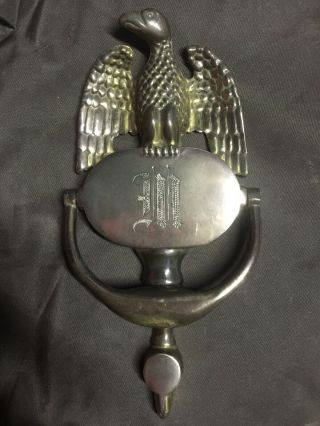 22440 Large Vintage Solid Brass U.  S.  Federal American Bald Eagle Door Knocker " M