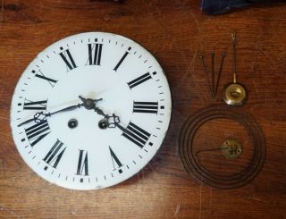 Antique French Square Wall Clock Movement.  Very Complete