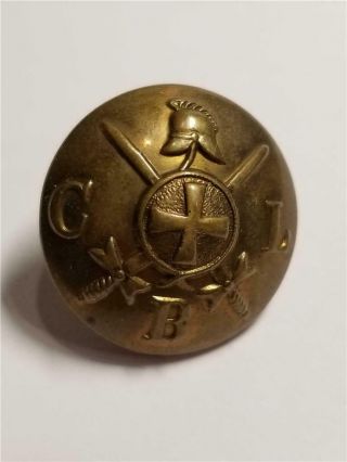 Antique Vtg 1 " Church Lads Brigade Brass Dome Button Helmet Swords Shield Caunt