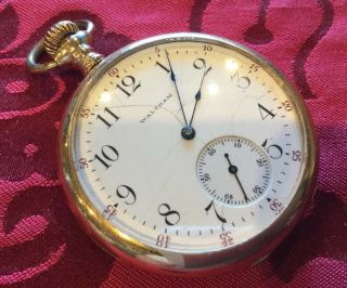 Antique Waltham Riverside Pocket Watch 19 Jewels Gold Filled Case Great