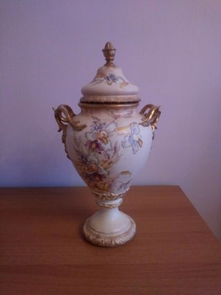 Antique Royal Bonn Hand Painted Porcelain Vase/urn 16 ".