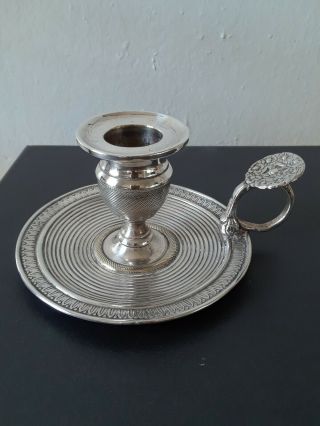 19th Century French Silver - Plate Candlestick/chamberstick