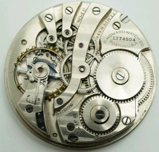 Vintage E.  Howard 17 Jewel 12s Pocket Watch Movement Runs For Repair