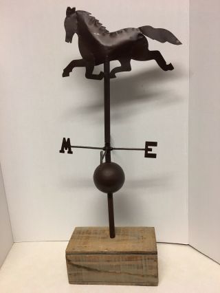 Vintage Hand Made Brown Tin Metal Horse Weather Vane 23.  5 " H