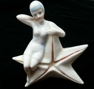 Vintage German Porcelain Bathing Beauty Figurine 5340 Sitting On Starfish