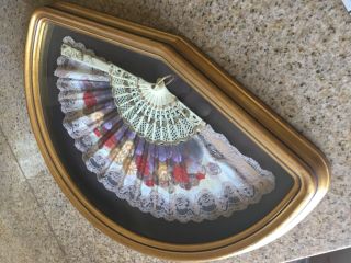 Antique Framed Hand Painted Hand Fan