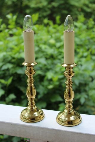 Virginia Metalcrafters Brass Electric Candle Lamps Window / Desk No Shades