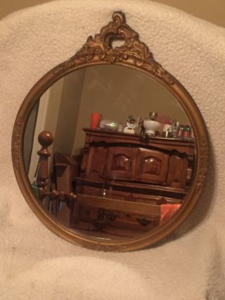 Vtg Round Mirror (old) Ornate Trim 26” Tall.  Absolutely Besutiful