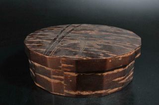 T782: Japanese Cherry Bark Art Wooden Serving Bowl Box Torikomibon,  Sencha