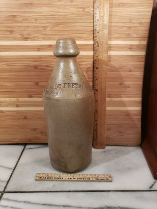 Antique D.  W Defreest Stoneware Bottle With Cobalt R Circa 1873